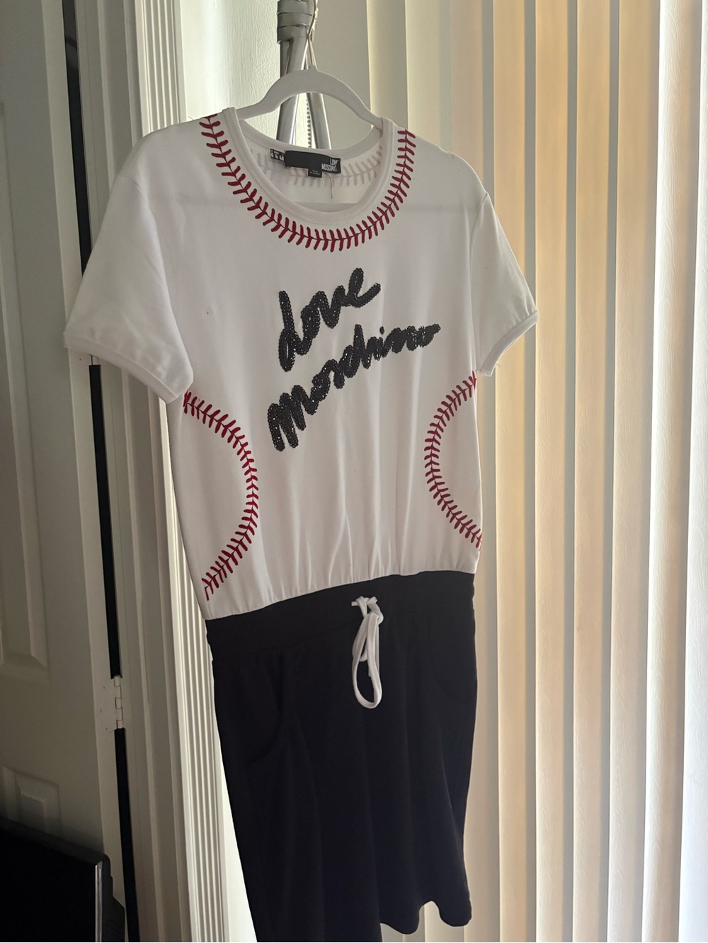 Love Moschino White & Baseball Stitch T-Shirt Dress
